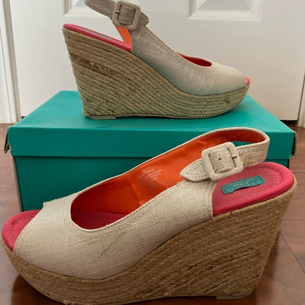 Target Natural Wedge Sandals with Peep-Toe and Slingback